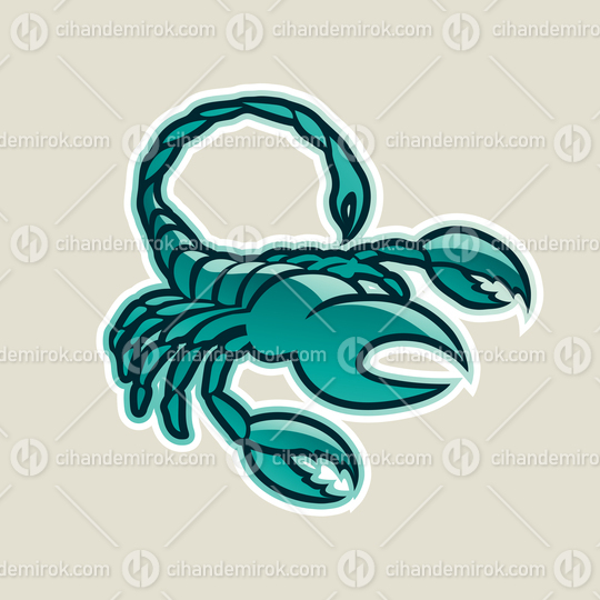Persian Green Glossy Scorpion Icon Vector Illustration