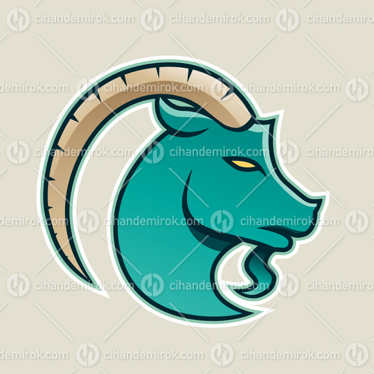 Persian Green Goat with a Long Horn Icon Vector Illustration