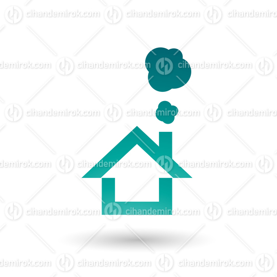 Persian Green House and Smoke Icon Vector Illustration