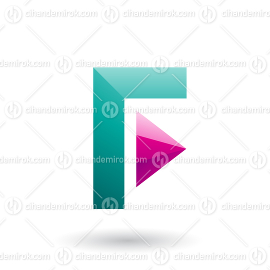 Persian Green Icon of Letter F with a Triangle Vector Illustration