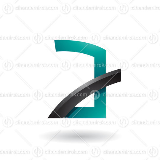 Persian Green Letter A with Black Glossy Stick Vector Illustration