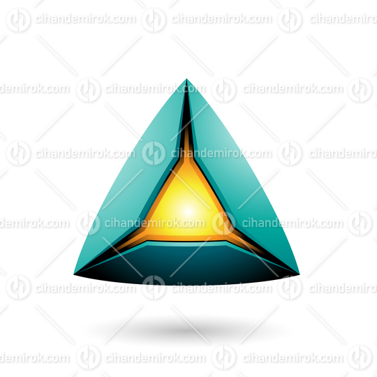 Persian Green Pyramid with a Glowing Core Vector Illustration