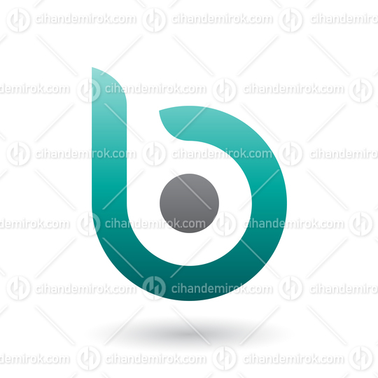 Persian Green Round Bold Icon for Letter B Vector Illustration