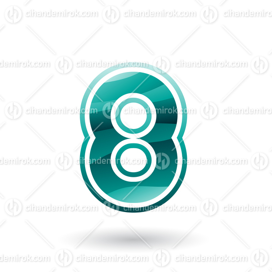 Persian Green Round Striped Icon for Number 8 Vector Illustration
