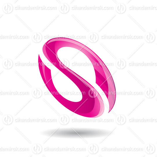 Pink Abstract Oval Curvy Letter S Icon