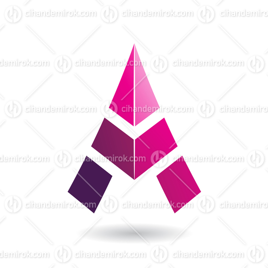Pink and Magenta Abstract Pyramidical Tower Shaped Icon for Letter A