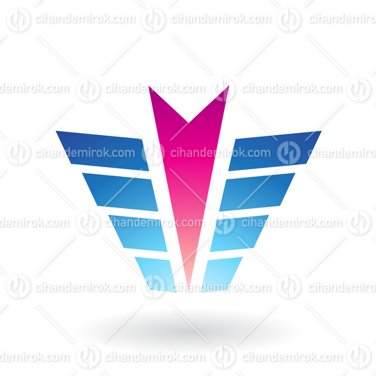 Pink Down Facing Arrow Shape with Blue Rectangular Wings