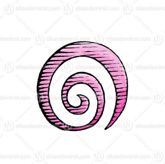 Pink Spiral Galaxy Icon, Scratchboard Engraved Vector