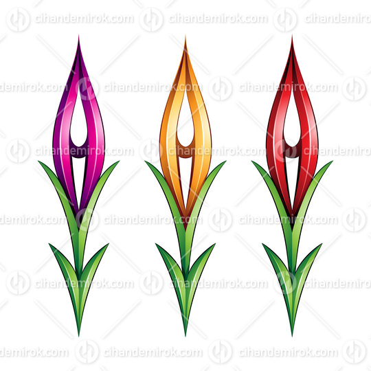 Plant-like Glossy Spiky Arrow Shapes in Yellow Red and Green Colors