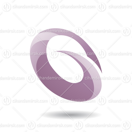 Purple Abstract Spiky Oval Icon for Letter G Q or O