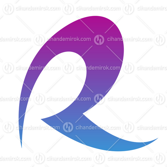 Purple and Blue Curvy Spiky Letter R Logo Icon - Bundle No: 068