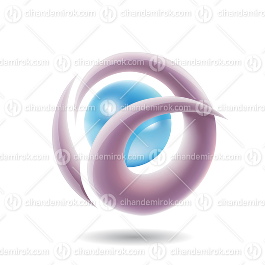 Purple and Blue Shiny Round Icon for Letters A O or Q