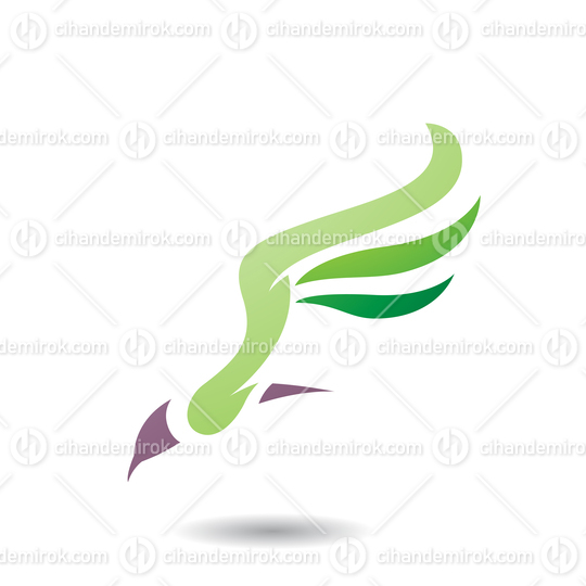 Purple and Green Long Winged Bird Icon