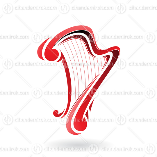 Red Abstract Curvy Harp Icon