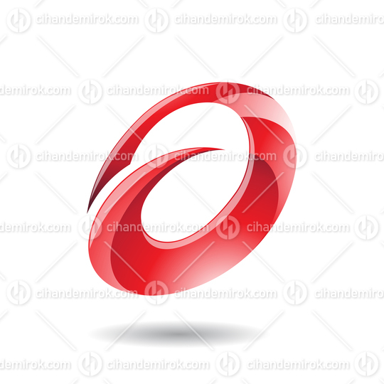 Red Abstract Glossy Round Spiky Icon for Lowercase Letter A