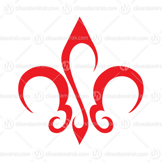 Red Abstract Logo Icon of French Fleur de Lis, Bosnian Lily or New Orleans Symbol