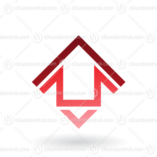 Red Abstract Square House Shape with Angled Lines