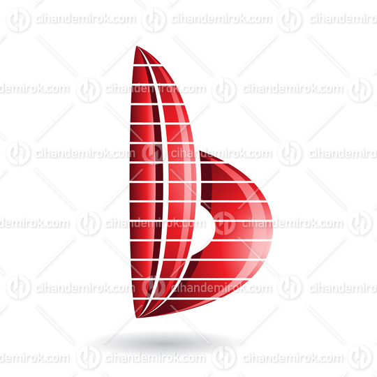 Red Abstract Striped Skyscraper Shaped Letter B Icon