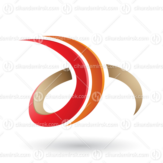 Red and Beige 3d Curly Letter D and H Vector Illustration