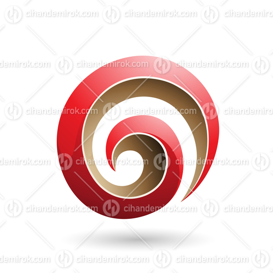 Red and Beige 3d Glossy Swirl Shape Vector Illustration
