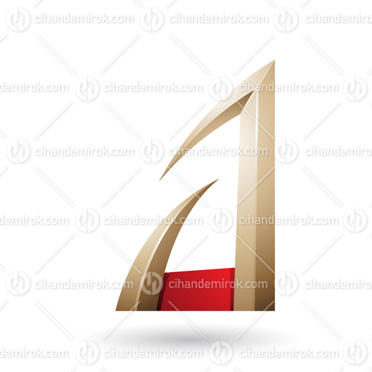 Red and Beige Arrow Shaped Letter A Vector Illustration