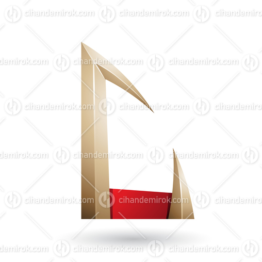 Red and Beige Arrow Shaped Letter C Vector Illustration