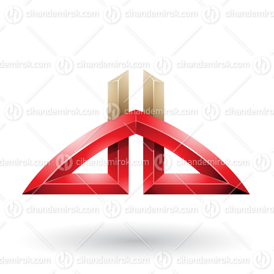 Red and Beige Bridged Letters of D and B Vector Illustration