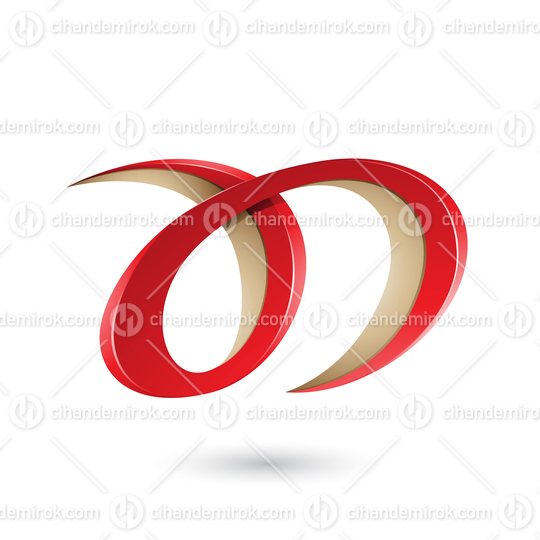 Red and Beige Curvy Letter A and D Vector Illustration