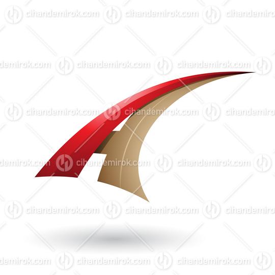 Red and Beige Dynamic Flying Letter A Vector Illustration