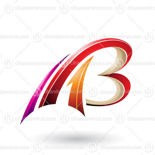 Red and Beige Flying Dynamic 3d Letters A and B