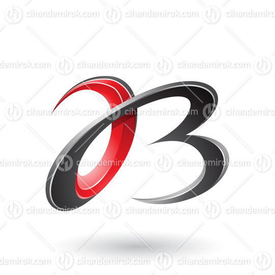 Red and Black 3d Curly Letters A and B Vector Illustration