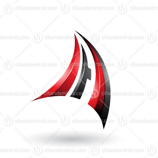Red and Black 3d Dynamic Flying Letter A Vector Illustration