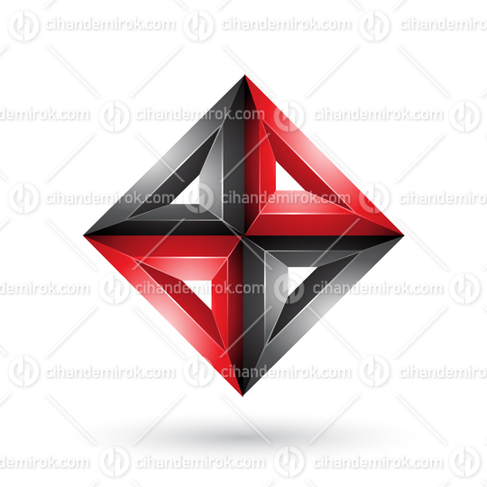 Red and Black 3d Geometrical Embossed Diamond Shape