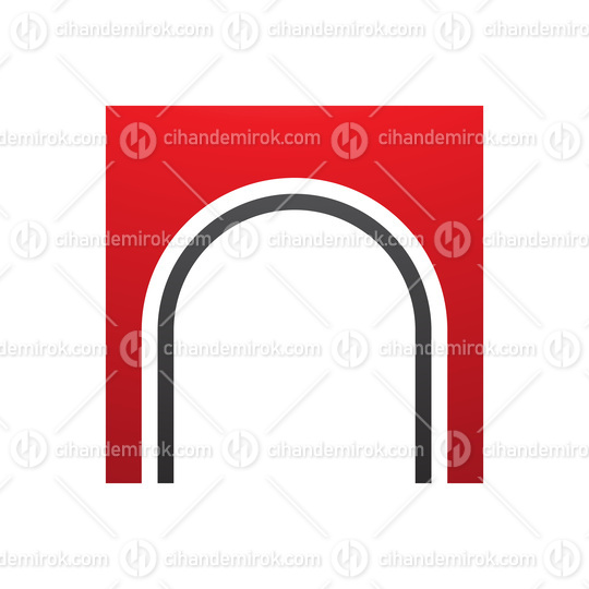 Red and Black Arch Shaped Letter N Icon