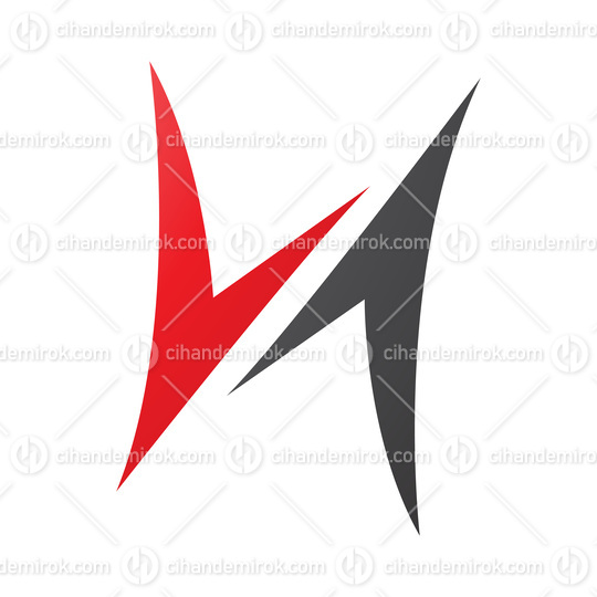Red and Black Arrow Shaped Letter H Icon