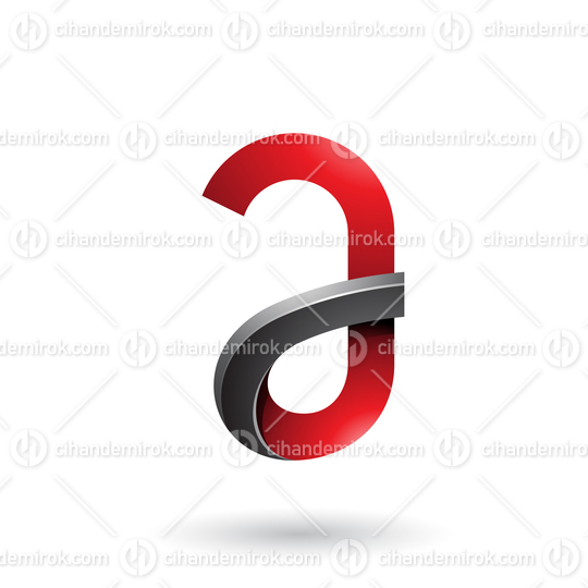 Red and Black Bold Curvy Letter A Vector Illustration