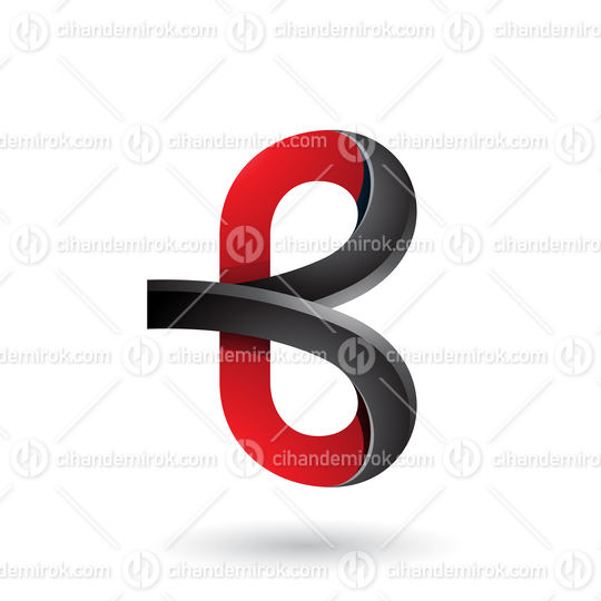Red and Black Bold Curvy Letter B Vector Illustration