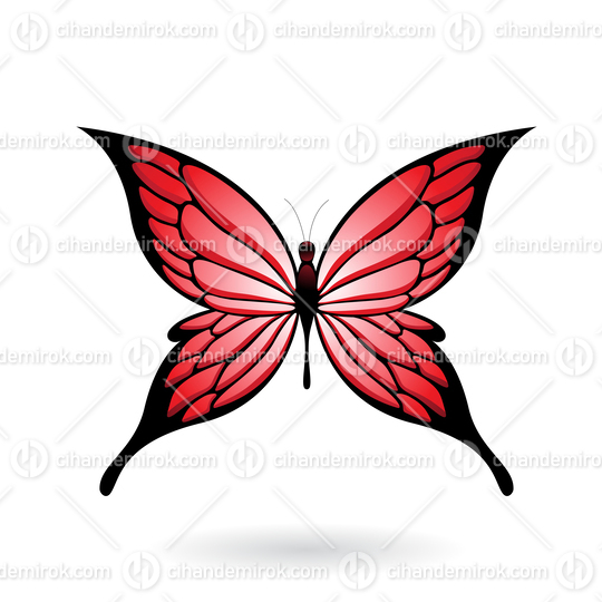 Red and Black Butterfly Illustration with Pointed Wings