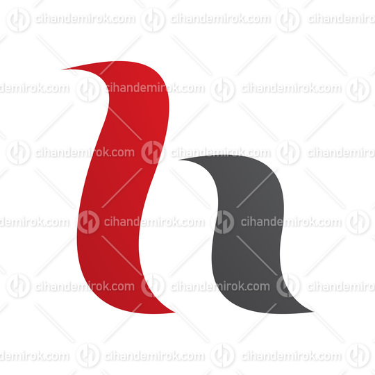 Red and Black Calligraphic Letter H Icon