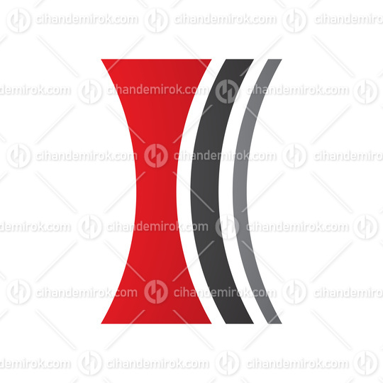 Red and Black Concave Lens Shaped Letter I Icon