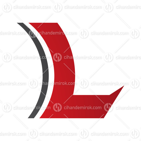 Red and Black Concave Lens Shaped Letter L Icon