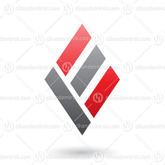Red and Black Diamond Shaped Letter E Vector Illustration