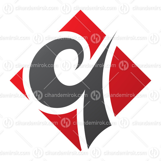 Red and Black Diamond Shaped Letter Q Icon