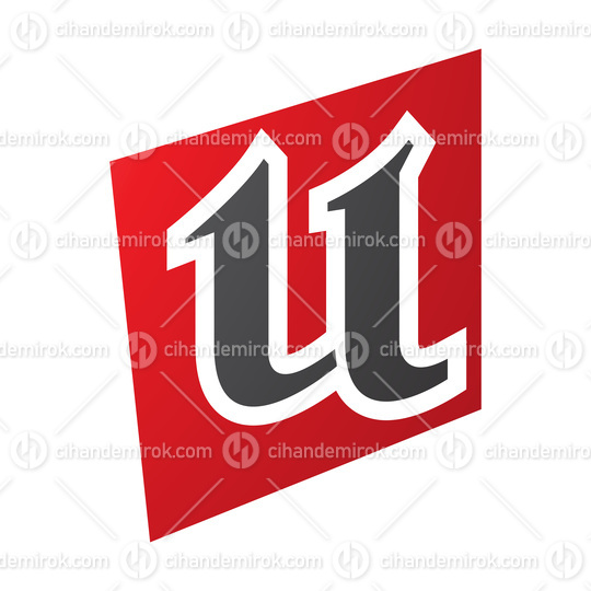 Red and Black Distorted Square Shaped Letter U Icon