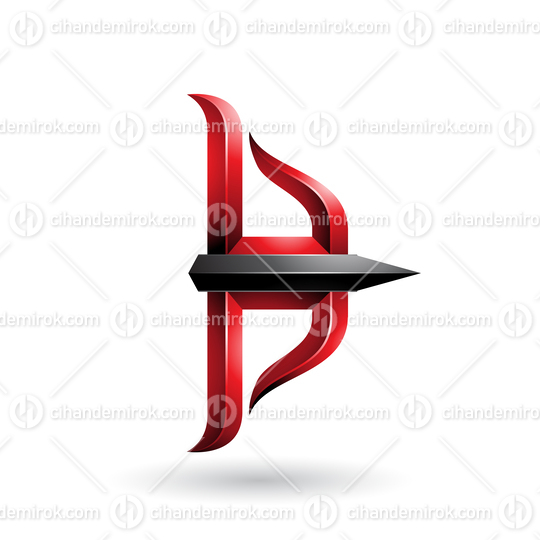 Red and Black Embossed Bow and Arrow Vector Illustration