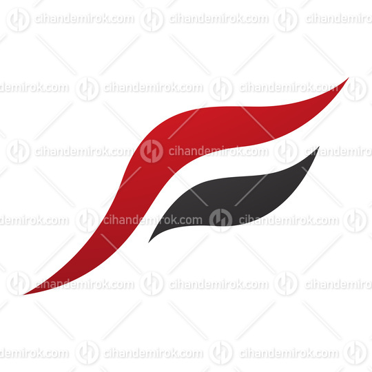 Red and Black Flying Bird Shaped Letter F Icon