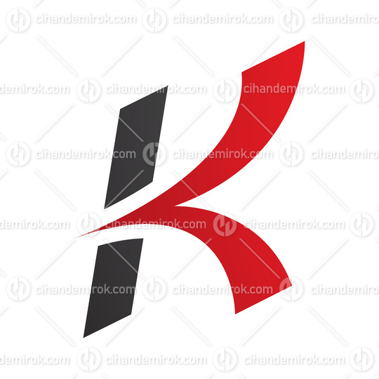 Red and Black Italic Arrow Shaped Letter K Icon