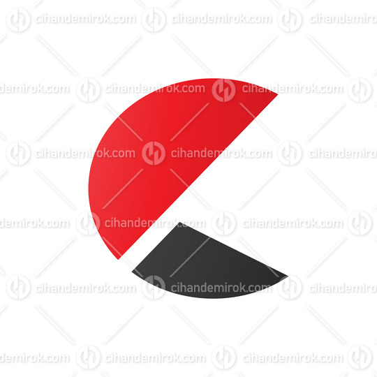 Red and Black Letter C Icon with Half Circles