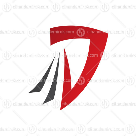 Red and Black Letter D Icon with Tails