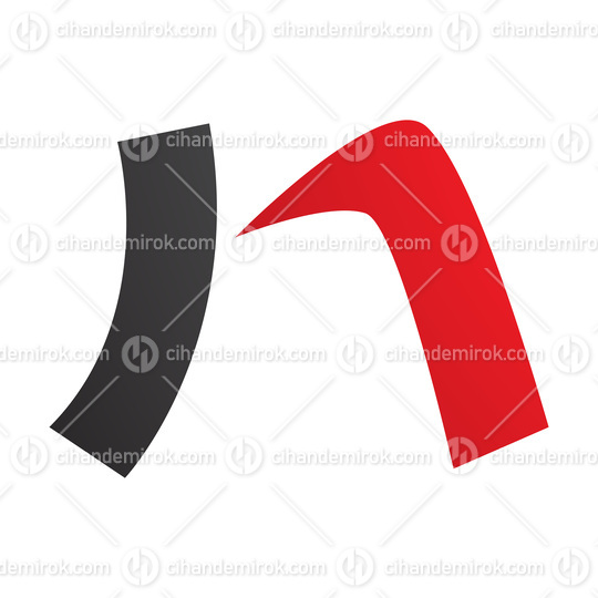 Red and Black Letter N Icon with a Curved Rectangle